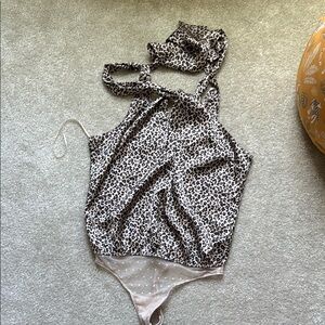 Abercrombie leopard satin bodysuit M